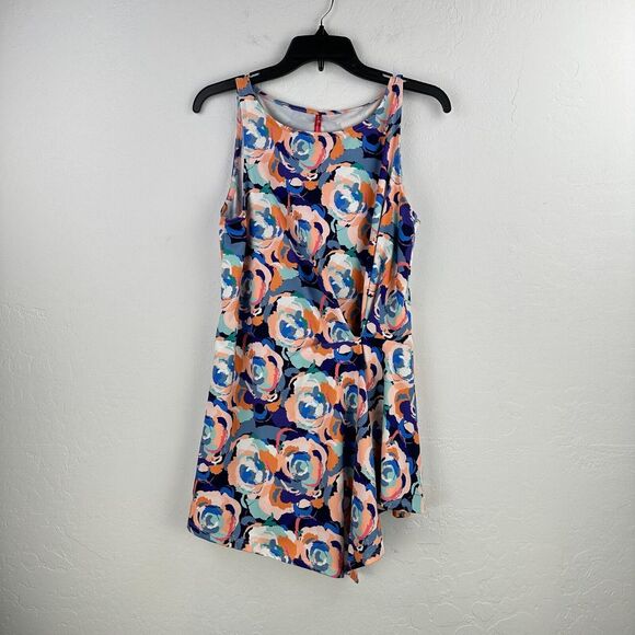 Ruby Ribbon Sleeveless Top Womens M Multicolor‎ Water color Floral Asymmetrical - Picture 1 of 8